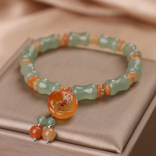 Buddha Gift Natural Jade Bamboo Flower Pattern Luck Bracelet