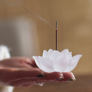 Buddha Gift Mini Lotus Liuli Crystal Healing Meditation Stick Incense Burner