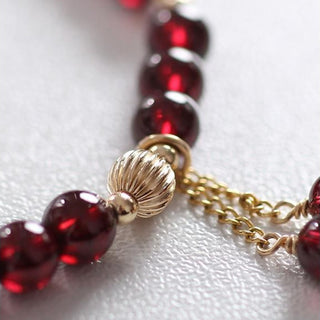Buddha Gift 14K Gold Natural Garnet Calm Bracelet