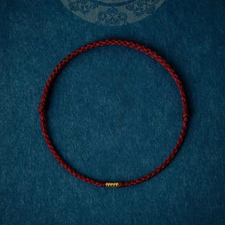 Buddha Gift 925 Sterling Silver Lucky Golden Bead Braided String Bracelet Anklet