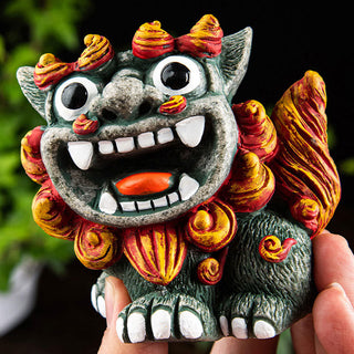Buddha Gift Small Pair of Lion Fu Foo Dogs Ward Off Evil Protection Home Resin Decoration