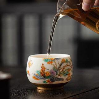Buddha Gift Dragon Phoenix Auspicious Clouds Ceramic Teacup Kung Fu Tea Cup