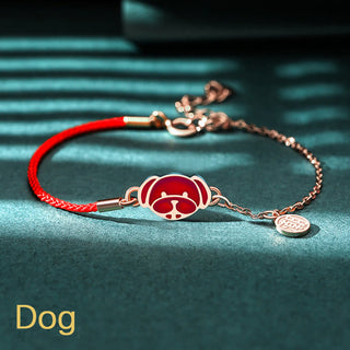 Buddha Gift 925 Sterling Silver Color-changing Chinese Zodiac Luck Protection Red String Chain Bracelet