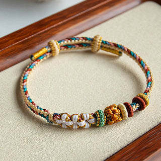 Buddha Gift Handmade Dunhuang Color Peach Blossom Pattern Braid String Bracelet