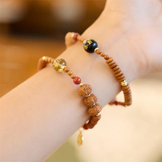 Buddha Gift Tibetan Bodhi Seed Black Onyx Smoky Quartz Om Mani Padme Hum Fu Character Wealth Bracelet
