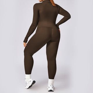 Buddha Gift PLUS SIZE Zip Up Solid Sports Jacket Flared Pants Leggings Gym Yoga Quick Drying Outfits