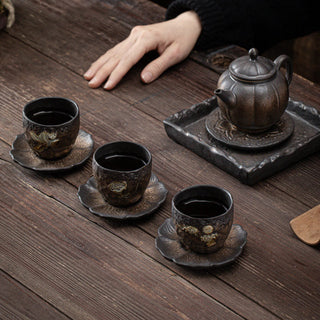 Buddha Gift Lotus Pod Leaf Flower Auspicious Clouds Ceramic Teacup Kung Fu Tea Cup