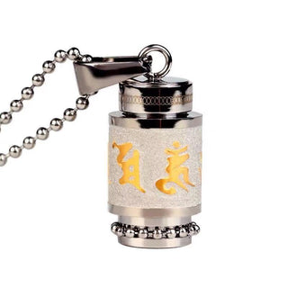 Buddha Gift Tibet Om Mani Padme Hum Shurangama Mantra Titanium Steel Wisdom Amulet Necklace Pendant