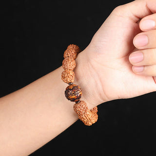 Buddha Gift Tibet Rudraksha Bodhi Seed PiXiu Copper Coin Wealth Luck Bracelet