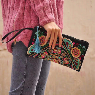 Buddha Gift Dragon Butterfly Cosmos Flower Embroidery Wallet Shopping Purse