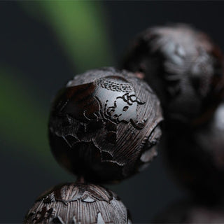 Buddha Gift Ebony Wood Chinese Character Yin Yang Engraved Gourd Balance Bracelet