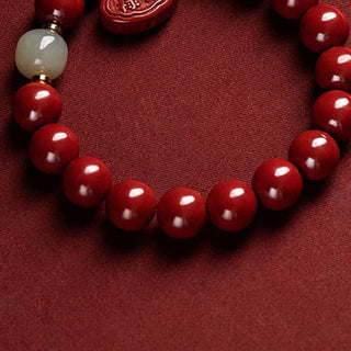 Buddha Gift Cinnabar Jade Healing Protection Charm Bracelet
