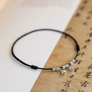 Buddha Gift 925 Sterling Silver Red String Braid Bell Charm Anklet