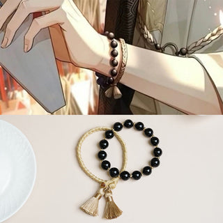 Buddha Gift 2Pcs Black Onyx Bead Support Protection String Bracelet