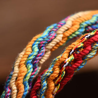 Buddha Gift Gold Swallowing Beast Family Luck Reincarnation Knot Braid Colorful String Bracelet