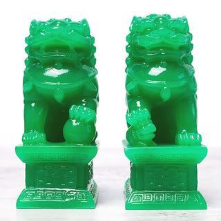 Buddha Gift Wealth Prosperity Pair of Fu Foo Dogs Guardian Lion Statues Home Decoration