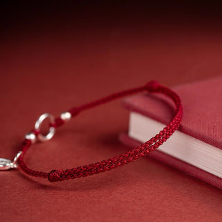 Buddha Gift 925 Sterling Silver Lucky Fortune Peace Joy Lotus Peace Buckle Red String Bracelet