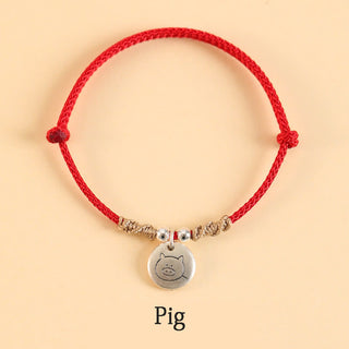 Buddha Gift Handmade 999 Sterling Silver Year of the Dragon Cute Chinese Zodiac Luck Braided Bracelet