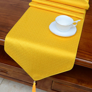 Buddha Gift Prayer Altar Flower Vajra Dragon Pattern Tibetan Auspicious Symbols Tassels Jacquard Table Runner