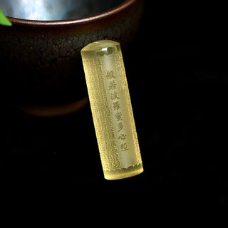 Buddha Gift Heart Sutra Citrine Happiness Strength Necklace Pendant