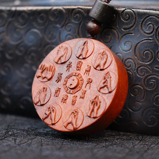 Buddha Gift Lightning Struck Jujube Wood Yin Yang Bagua Mountain Ghosts Spend Money Protection Necklace Pendant