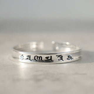 Buddha Gift Tibetan Mantra White Copper Bracelet