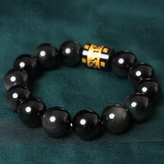 Buddha Gift Rainbow Obsidian Om Mani Padme Hum Swastika Positive Bracelet