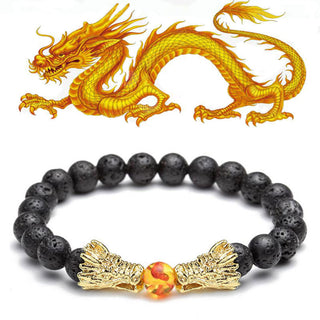 Buddha Gift White Turquoise Lava Rock Dragon Blessing Beaded Bracelet