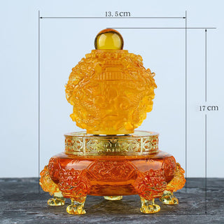 Buddha Gift Feng Shui Auspicious Dragon Handmade Liuli Crystal Rotatable Art Piece Luck Home Office Decoration