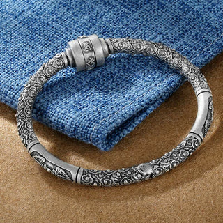 Buddha Gift 990 Sterling Silver Tibetan Auspicious Clouds Om Mani Padme Hum Engraved Creativity Bracelet Bangle