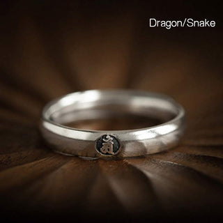 Buddha Gift 925 Sterling Silver Chinese Zodiac Natal Buddha Blessing Couple Ring