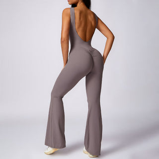 Buddha Gift Women Casual Sleeveless Jumpsuit Flare Pants Sports Fitness Yoga Bodysuit