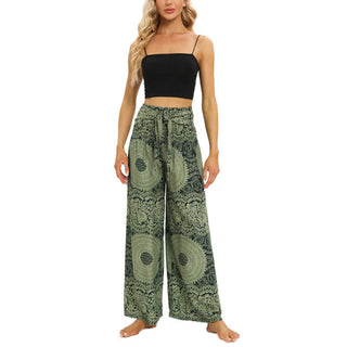 Buddha Gift Boho Lace-up Wide Leg Pants Women's Yoga Pants