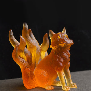 Buddha Gift Small Nine Tailed Fox Success Strength Home Figurine Decoration
