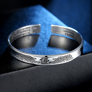 Buddha Gift Heart Sutra Mantra Lotus Peace Copper Cuff Bracelet Bangle