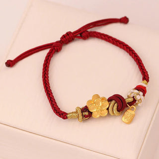 Buddha Gift Peach Blossom Happiness Charm Luck Red String Bracelet