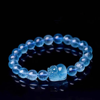 Buddha Gift Natural Aquamarine Pixiu Serenity Healing Bracelet