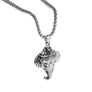 Buddha Gift Ganesh Ganpati Elephant Titanium Steel Protection Pendant Necklace