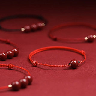 Buddha Gift Natural Lucky Cinnabar Bead Blessing String Bracelet Anklet