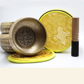 Buddha Gift Tibetan Sound Bowl Handcrafted for Yoga Mindfulness and Meditation Singing Bowl Set