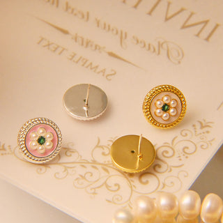 Buddha Gift Enamel Flower Luck Earrings