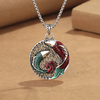 Buddha Gift Tibetan Copper Koi Fish Healing Necklace