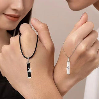 Buddha Gift Bamboo Design Copper Luck Couple Necklace Pendant