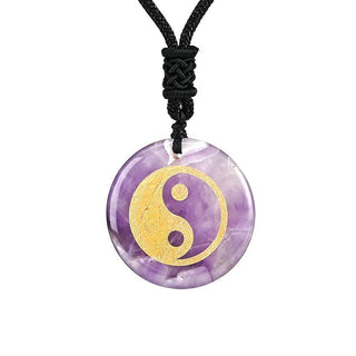 Buddha Gift Various Crystal Amethyst Tiger Eye Green Aventurine Yin Yang Spiritual Necklace Pendant