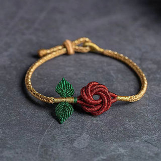 Buddha Gift Rose Flower Rope Eight Thread Peace Knot Luck Handmade Bracelet