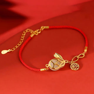 Buddha Gift 925 Sterling Silver Year of the Rabbit Hetian White Jade Luck Blessing Red String Bracelet
