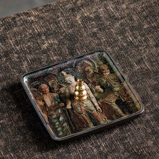 Buddha Gift Mountain Lake Flower Leaf Healing Ceramic Plate Tray Stick Incense Burner Decoration