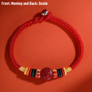 Buddha Gift Year of the Dragon 925 Sterling Silver Chinese Zodiac Cinnabar Auspicious Matches Blessing Bracelet