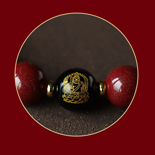 Buddha Gift 925 Sterling Silver Chinese Zodiac Natal Buddha Cinnabar Om Mani Padme Hum Calm Bracelet