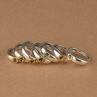 Buddha Gift Tibetan Om Mani Padme Hum Carved Chinese Zodiac Natal Buddha Peace Ring
